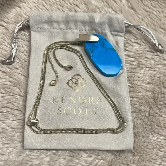 KENDRA SCOTT Inez Teal Agate Pendant Long Necklace - Picture 5 of 8